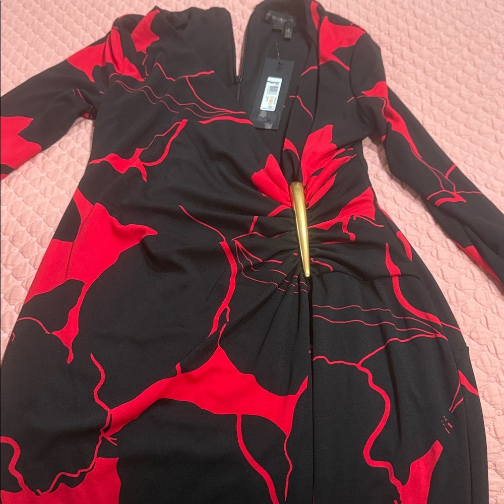 This Donna Karan New York Bar Long Sleeve 
Faux Wrap Jersey Midi Dress